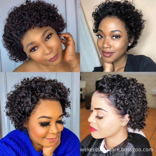 High Density Wholesale Price Swiss Lace Peruvian Hair Human Hair Wig 9A Grade Pixie Cut Short Full Lace Wig